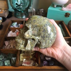 Green Unakite Crystal Skull